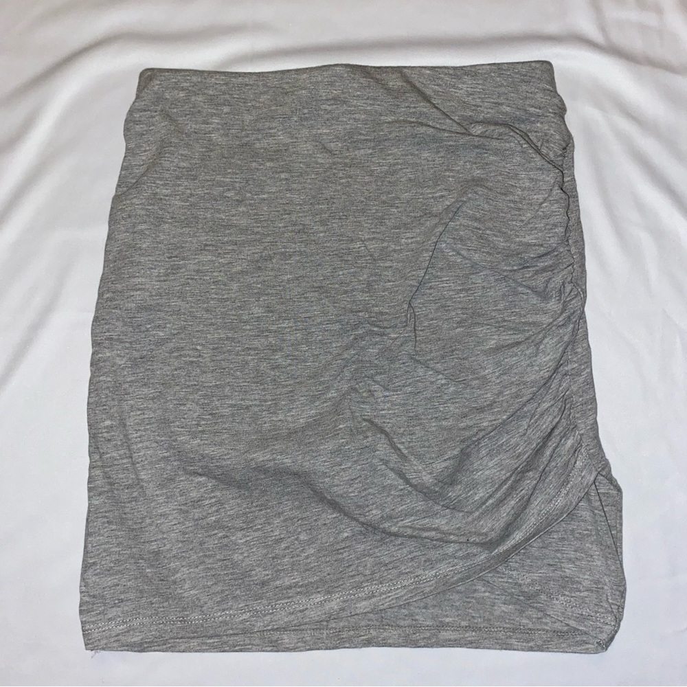 Grey Ruched Bodycon Mini Skirt